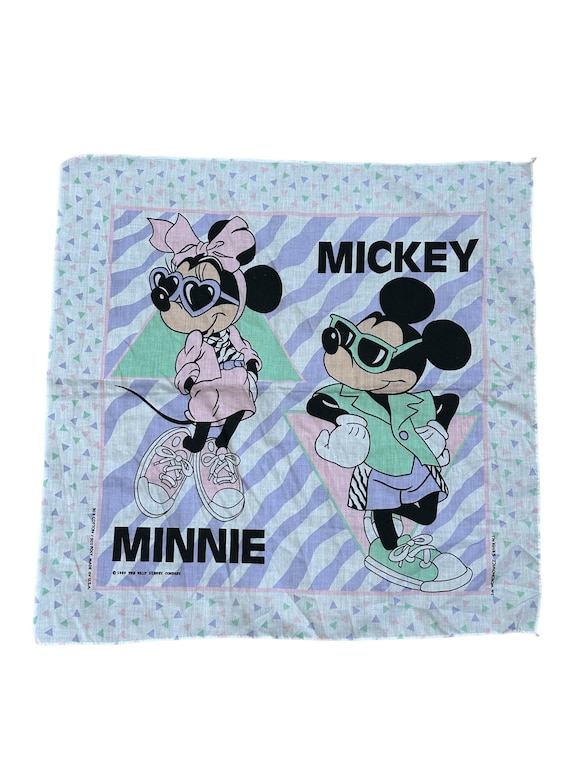 Vintage 1989 Mickey & Minnie Mouse Tapestry Pink Purple 80s Print Disney Memorabilia