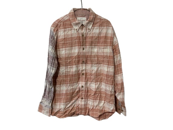Sun Bleached Flannel Shirt Pink with Purple Arm