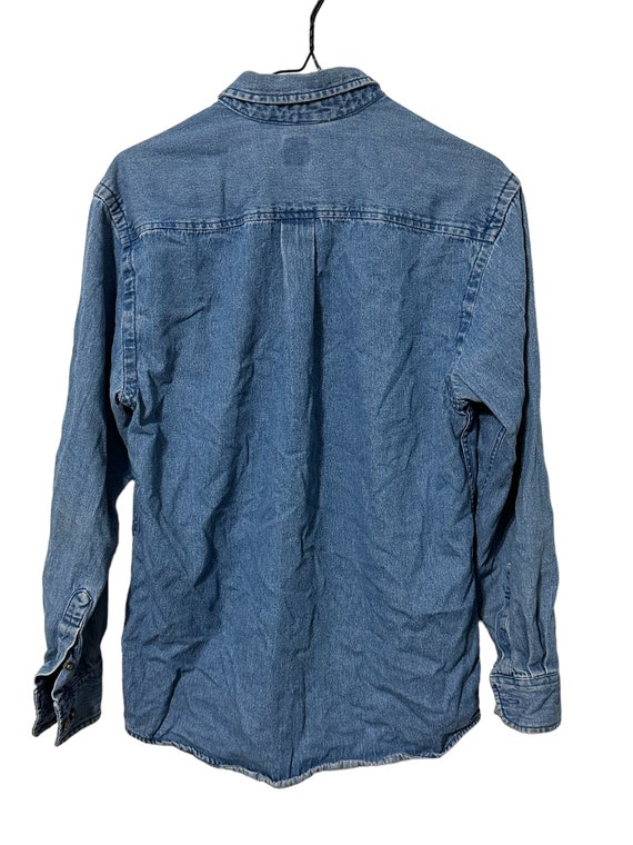 Vintage Chambray Shirt Denim Button Down Shirt Si… - image 6