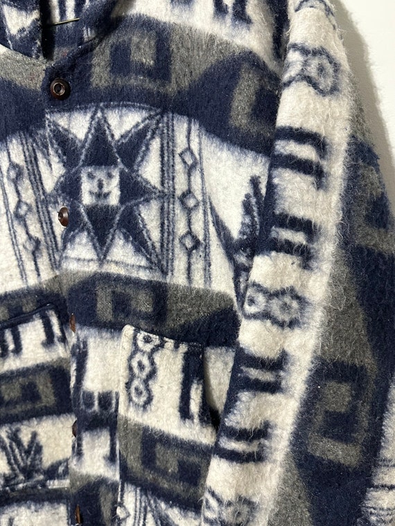 Vintage Alpaca Print Jacket South American Hooded… - image 6