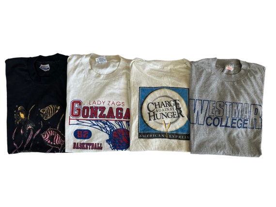 80s & 90s T-shirt Pack of Distressed Damaged Vintage Tees Size Large Adult Unisex Short Sleeve Graphic Tshirts