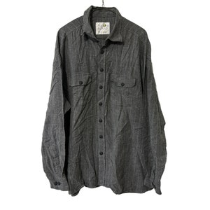 Gray Vertical Striped Soft Cotton Flannel Shirt XXL