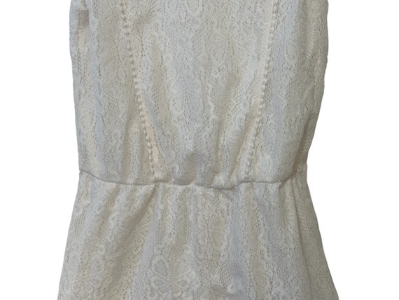 White Lace Romper Jumpsuit Shorts Intricate Trim … - image 5