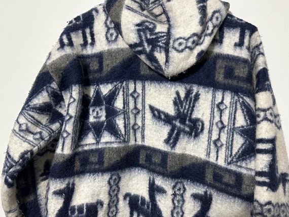 Vintage Alpaca Print Jacket South American Hooded… - image 10