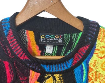 Colorful Vintage COOGI Australia Sweater Neon Multi Colored