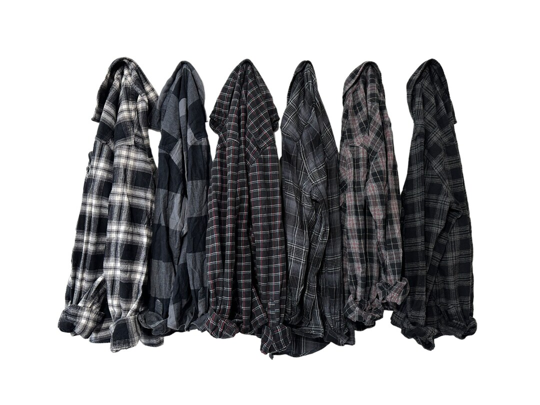 PICK ONE: Grayscale Black Gray Flannel Shirts | Choose Your Favorite ...