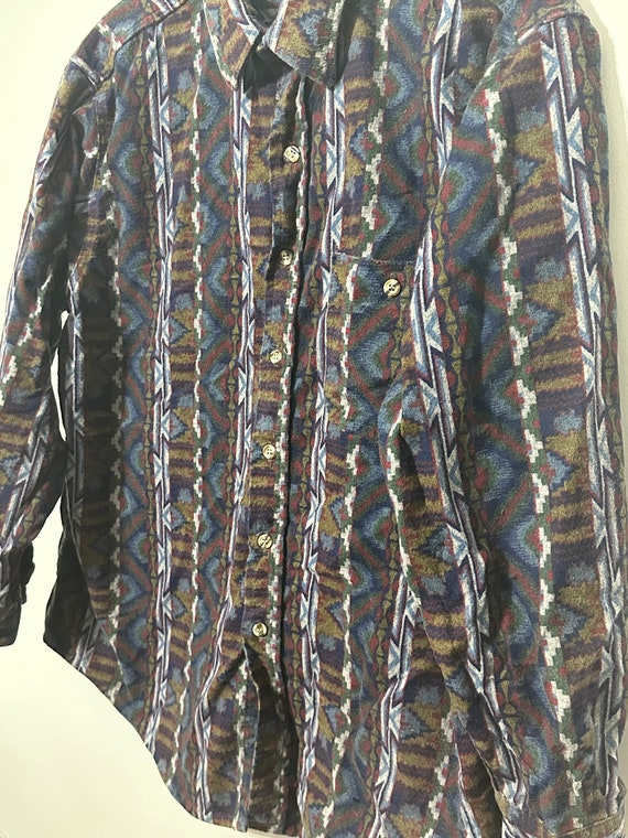 Vintage 90s Abstract Southwestern Print Flannel S… - image 3