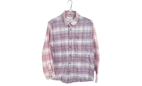 Pink and Purple Bleach Washed Flannel Shirt Distressed