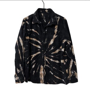 Black Tie Dye Flannel Shirt Dark Grunge Clothing Button Down Vintage ...