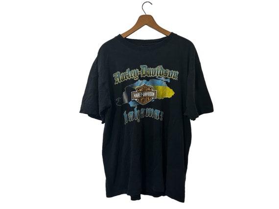 Vintage Harley Davidson Bahamas Short Sleeve Black Shirt Graphic Print Unisex XL