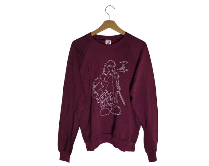 1993 Thespian Sweatshirt Night of the Notables William Shakespeare Crew Neck Sweat Shirt Maroon Burgundy 90s Theater Kid Clothing Size XL