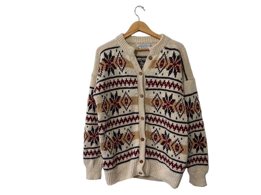 80's Hand Made Peruvian Cottage Core Lambswool Cardigan - Etsy