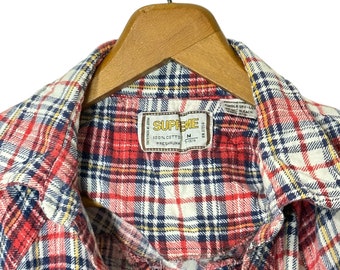 【supreme】初期 check shirt 90's 80's Supreme Vintage Grunge Work Casual Plaid Flannel Shirt
