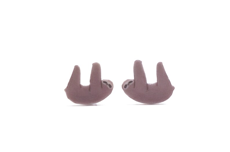 Handmade Sloth Stud Earrings image 4