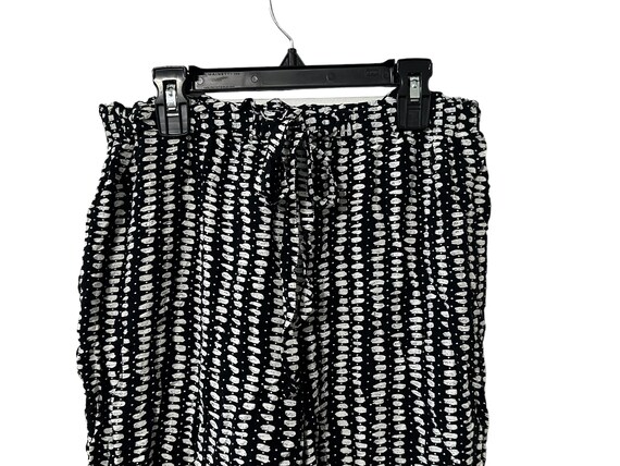 Speckled Vintage Ellen Figg Abstract Patterned Tie Waist Flowy Capri Pants Black White Casual Dress Made in USA Womens Size 12