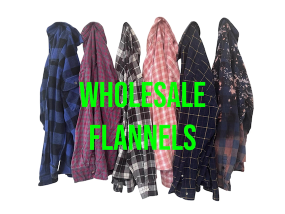 24 Bulk Wholesale Flannels / Men's Flannel Shirts / Mixed Distress Levels and Sizes