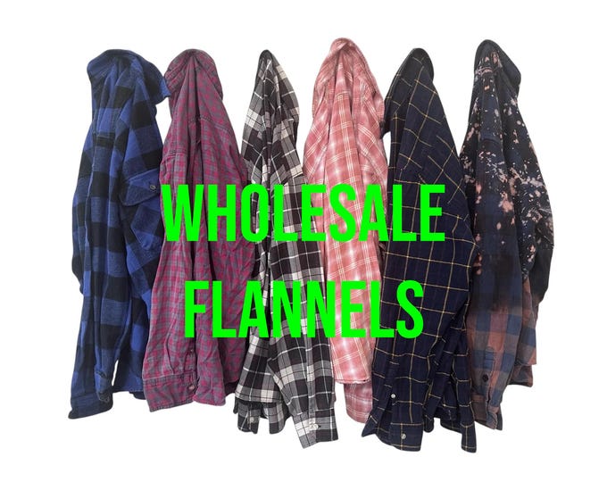 24 Bulk Wholesale Flannels / Men's Flannel Shirts / Mixed Distress Levels and Sizes