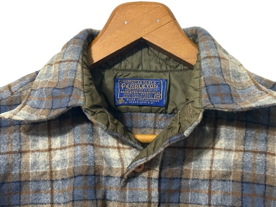 1980's Vintage Pendleton Wool Flannel Gray Blue B… - image 2