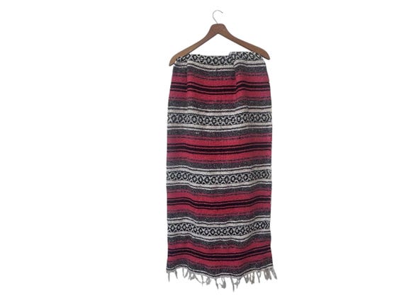 Pink Mexican Blanket Cute Yoga Picnic Tapestry Throw Blanket with Fringe