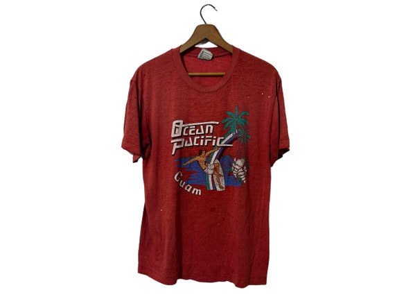 1980’s Vintage GUAM Ocean Pacific Distressed SURF T-shirt Rad Beachwear