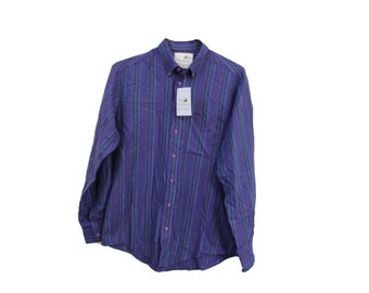 90s Purple Button Down Striped Flannel Shirt