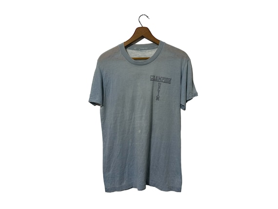 Super Soft Thin Sheer 80s Vintage University of Chicago Intramural Champions T-Shirt Light Blue Lettering Adult Medium Tee
