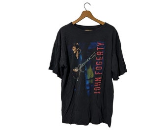 1998 Vintage John Fogerty Premonition Tour Black Short Sleeve Concert T Shirt Adult XL