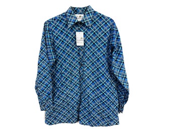 Vintage 80’s Patterned Blue and Teal Flannel Shirt