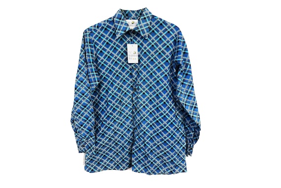 Vintage 80’s Patterned Blue and Teal Flannel Shirt