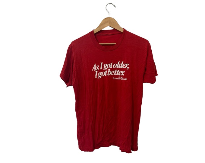 80's Advertisement Francesco Rinaldi 1980's Pasta Sauce Promo Short Sleeve T-Shirt Red Unisex Large