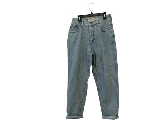 Cabelas Stone Washed Cuffed Ankle High Waisted Mom Jeans Light Denim Size 8 Short Women
