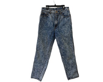 Acid Washed Jeans Vintage Denim High Rise Regular Fit Zipper Fly Well Off 5-Pocket Design Size 32