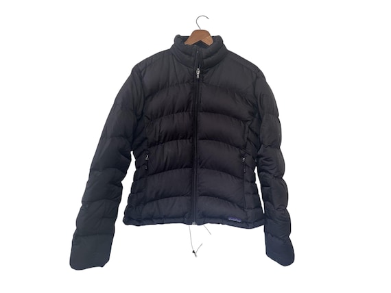 Patagonia Black Puffer Jacket Puffy Zip Up Solid Woman Large Vintage Outdoor Gorpcore Women's Large