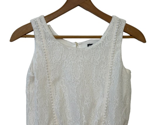 White Lace Romper Jumpsuit Shorts Intricate Trim … - image 3