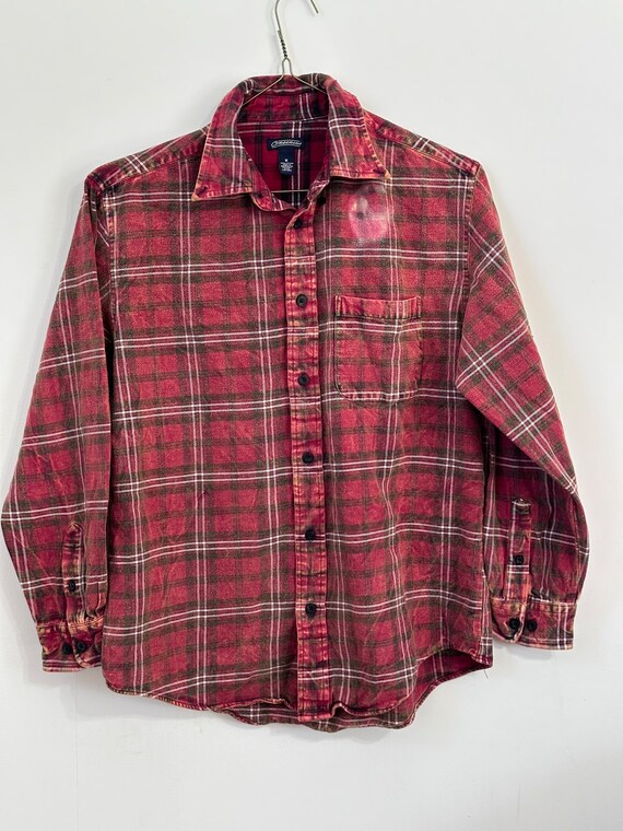 Red Acid Washed Distressed Grunge Flanel Camicia di flanella Taglia Media Etsy Italia