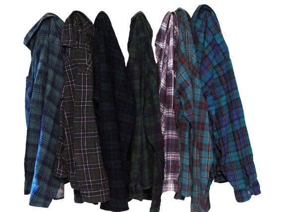 Custom Distressed Mystery Oversize Flannel Shirt Mystery Plaid Grunge Style Unisex Clothing All Colors