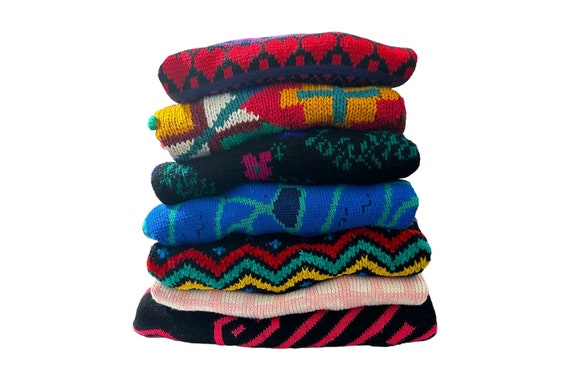 PICK ONE: Colorful Vintage Women's Sweaters 80s Print 90s Patterned Sweaters Pullovers & Cardigans