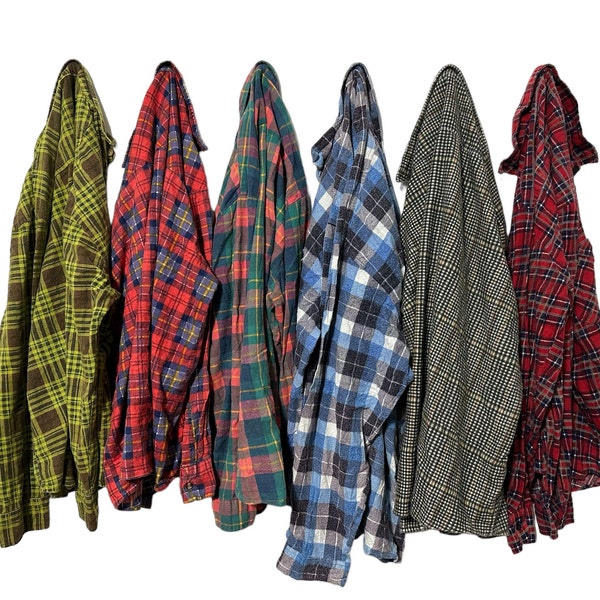 PICK ONE: Vintage Worn 80s 90s Grunge Flannel Shirt Unisex Plaid