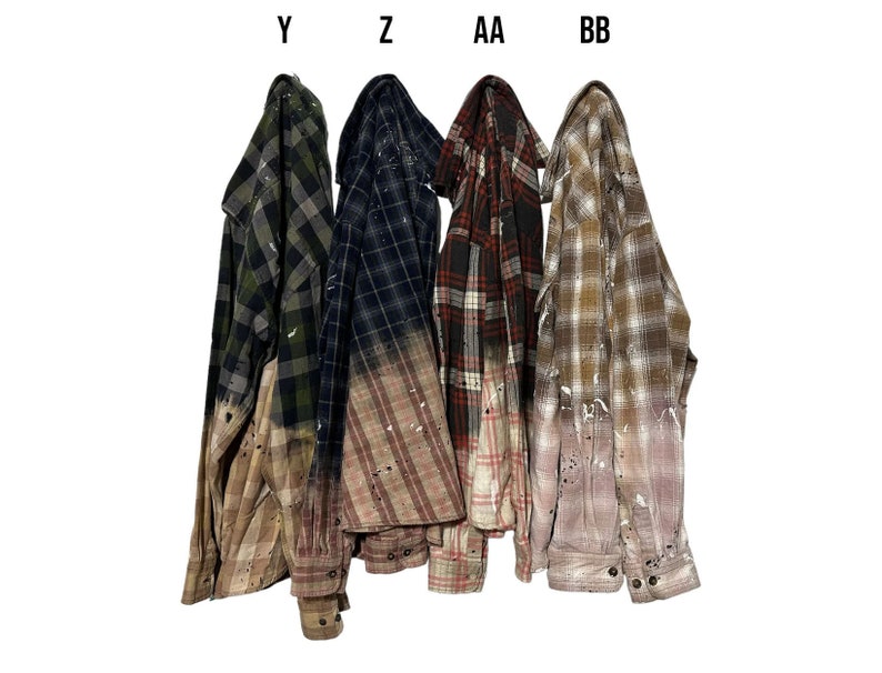 PICK ONE: Heavily Distressed Painted Flannel Shirts with Frayed Holes image 6