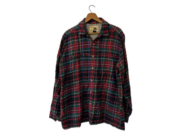 Outback Rider Plaid Flannel Long Sleeve Shirt with Zip Up Pocket and Concealment Pocket Red Green Blue Black Yellow White Plaid Men's Large