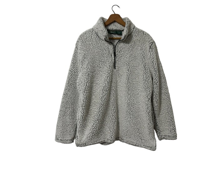 Stillwater Supply Co Vintage Half Zip Pullover Fleece Jacket White and Gray XL