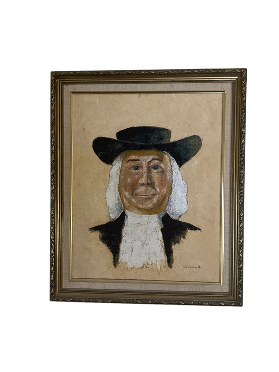 Ironic Wall Art Framed Canvas Portrait Painting of the Quaker Oats Man Size 20" x 24"
