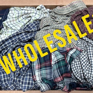 25 Men&#39;s Shirts Mixed Grades and Sizes Button Down Plaid Dress Shirt Discounted Wholesale Lot