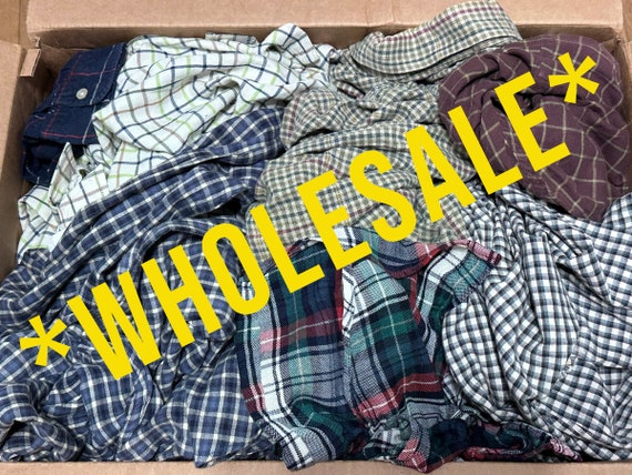 25 Men's Dress Shirts Mixed Grades and Sizes Button Down Plaid Shirt Pack Whoelsale Lot