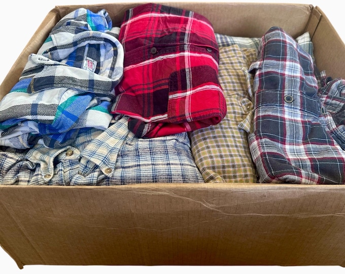 42 Bulk Wholesale Flannels / Men's Flannel Shirts / Mixed Distress Levels and Sizes