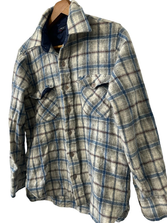 Vintage Gray Wool Blend Flannel Shirt Mens Arrow … - image 5