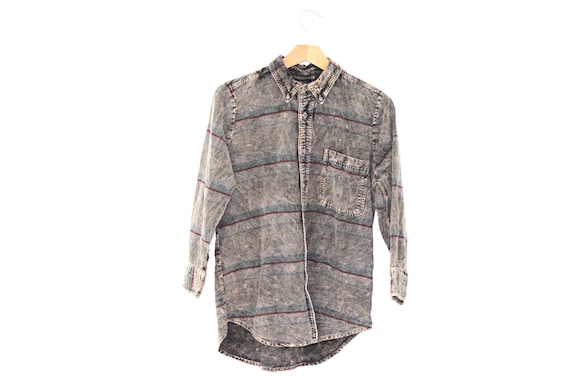 Grunge Style Acid Wash Flannel Shirt Kids XL