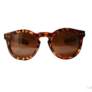 Dark Lens Retro Rounded Sunglasses for Women in Black or Tortoise Shell Color image 5