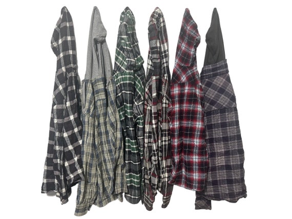 PICK ONE: Hooded Flannel Shirt Plaid Vintage Grunge Style Flannel Hoodies Long Sleeve with Hood Flannel Unisex