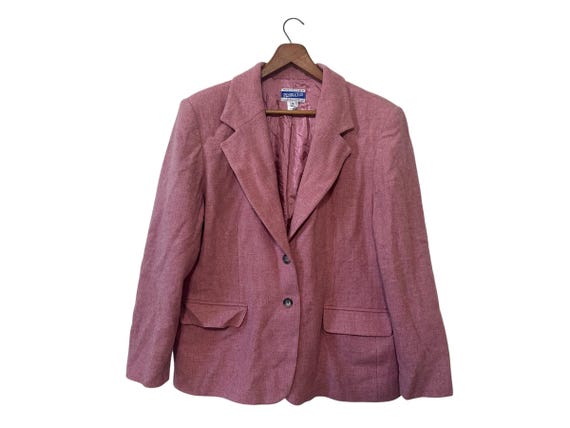 Vintage Pendleton Virgin Wool Womens Blazer Petite Size 16 Pink Buttoned Work Blazer - with damage